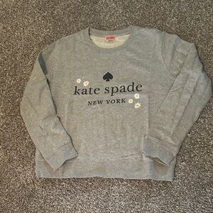kate spade gray logo sweatshirt with white daisy accents